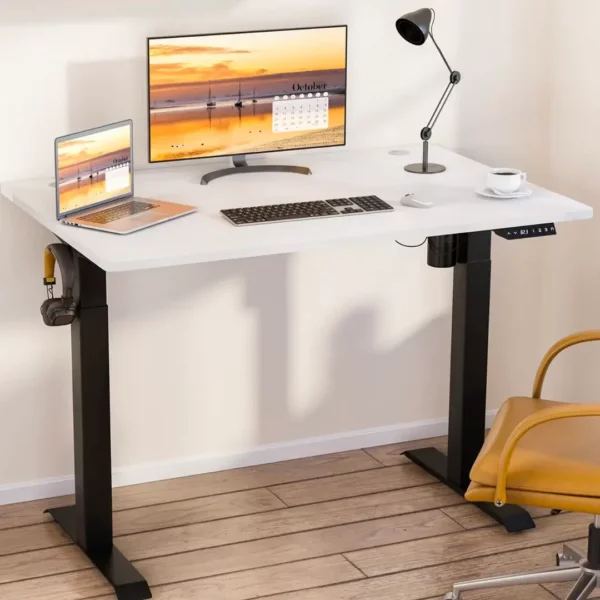 White Height Adjustable Electric Standing Desk