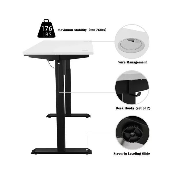 White Height Adjustable Electric Standing Desk v3
