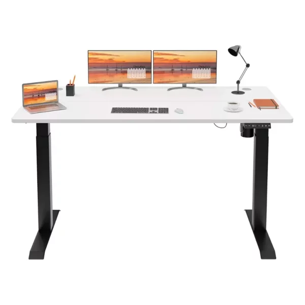 White Height Adjustable Electric Standing Desk v5