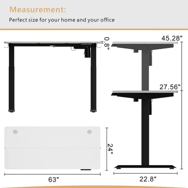White Height Adjustable Electric Standing Desk v6